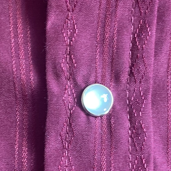 Mens Medium Ely Cattleman Burgundy Pearl Snap Western Button Down - Picture 6 of 13